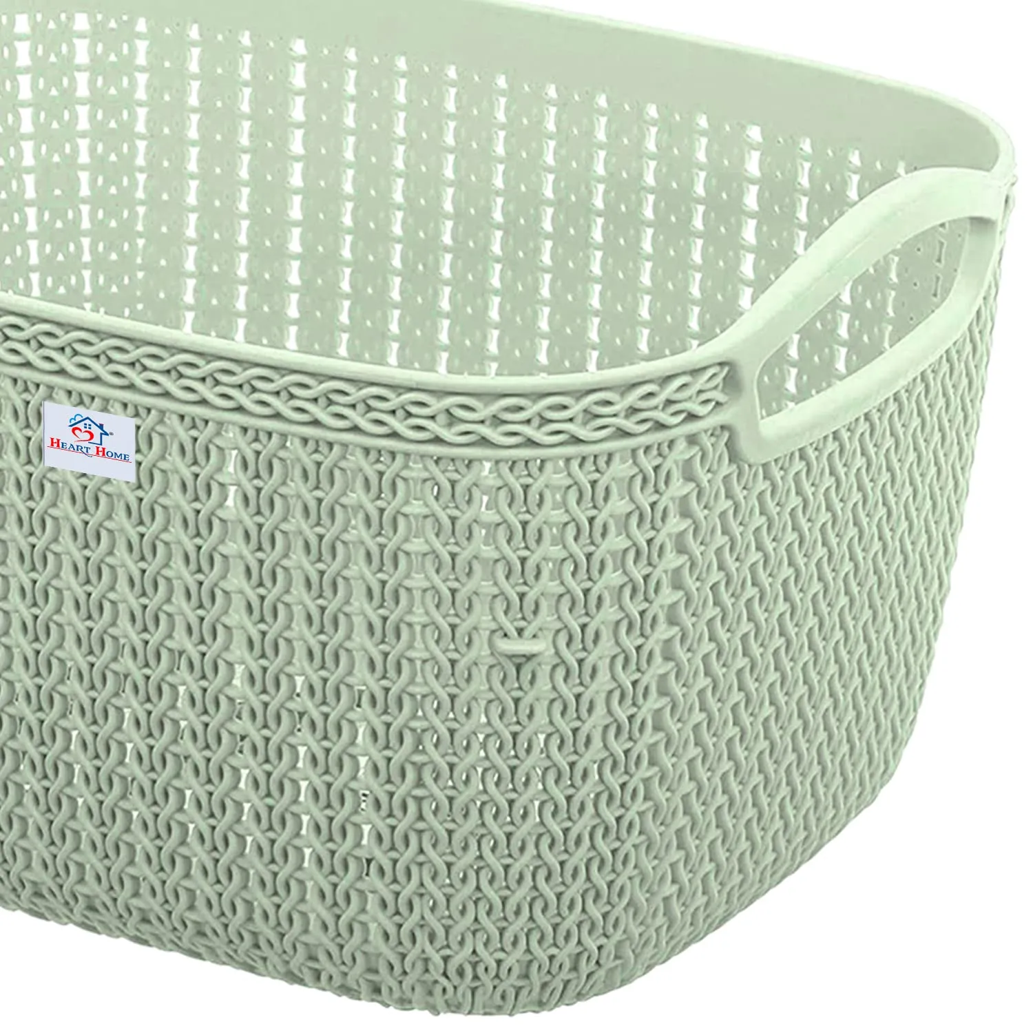 Heart Home Q-5 Multiuses Designer Unbreakable Plastic Storage Basket/Organizer/Bin For Home, Kitchen, Bathroom, Office Use Pack of 4 (Beach & Green)-50HH01643