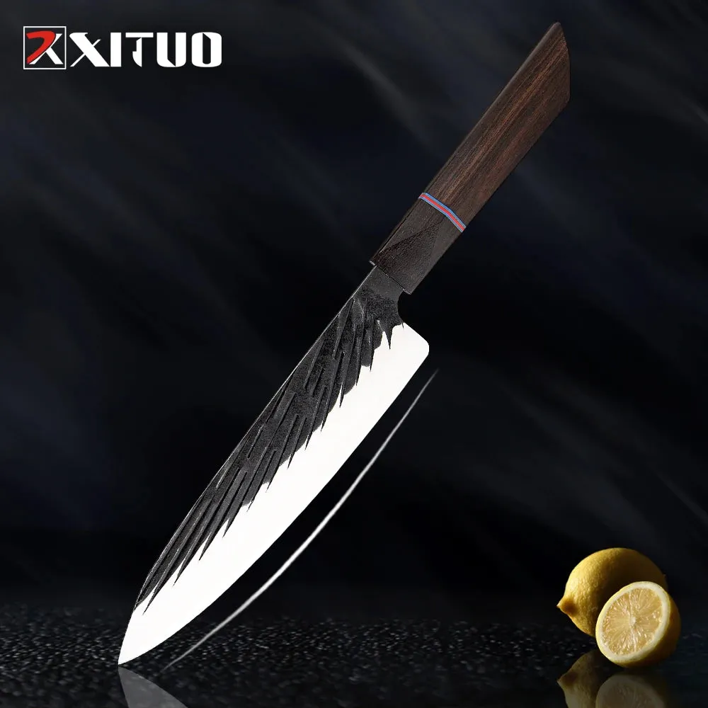 High Carbon Kitchen Knives Handmade Forged Japanese Sharp Knife Set