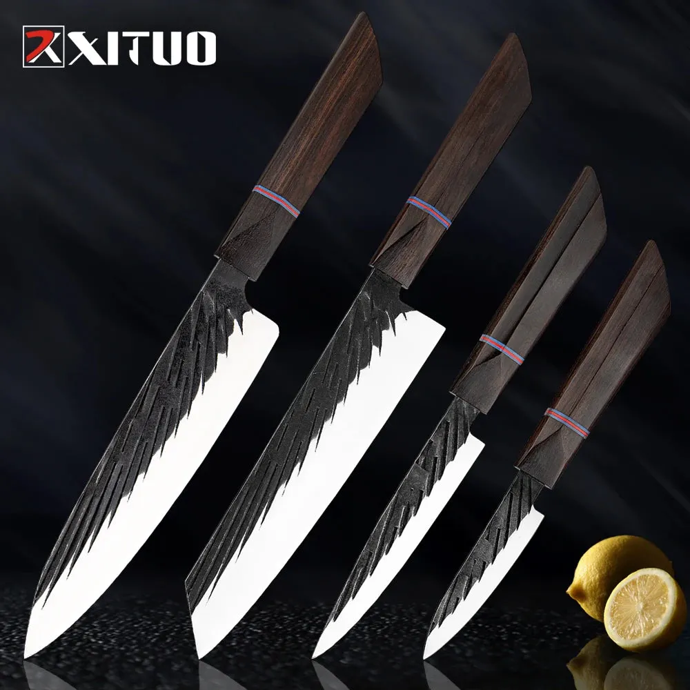 High Carbon Kitchen Knives Handmade Forged Japanese Sharp Knife Set