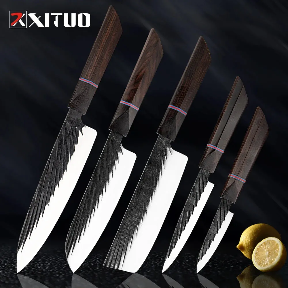 High Carbon Kitchen Knives Handmade Forged Japanese Sharp Knife Set