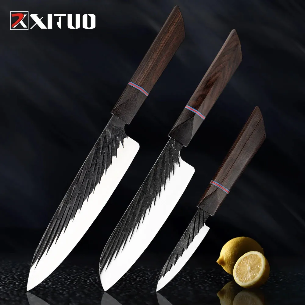 High Carbon Kitchen Knives Handmade Forged Japanese Sharp Knife Set