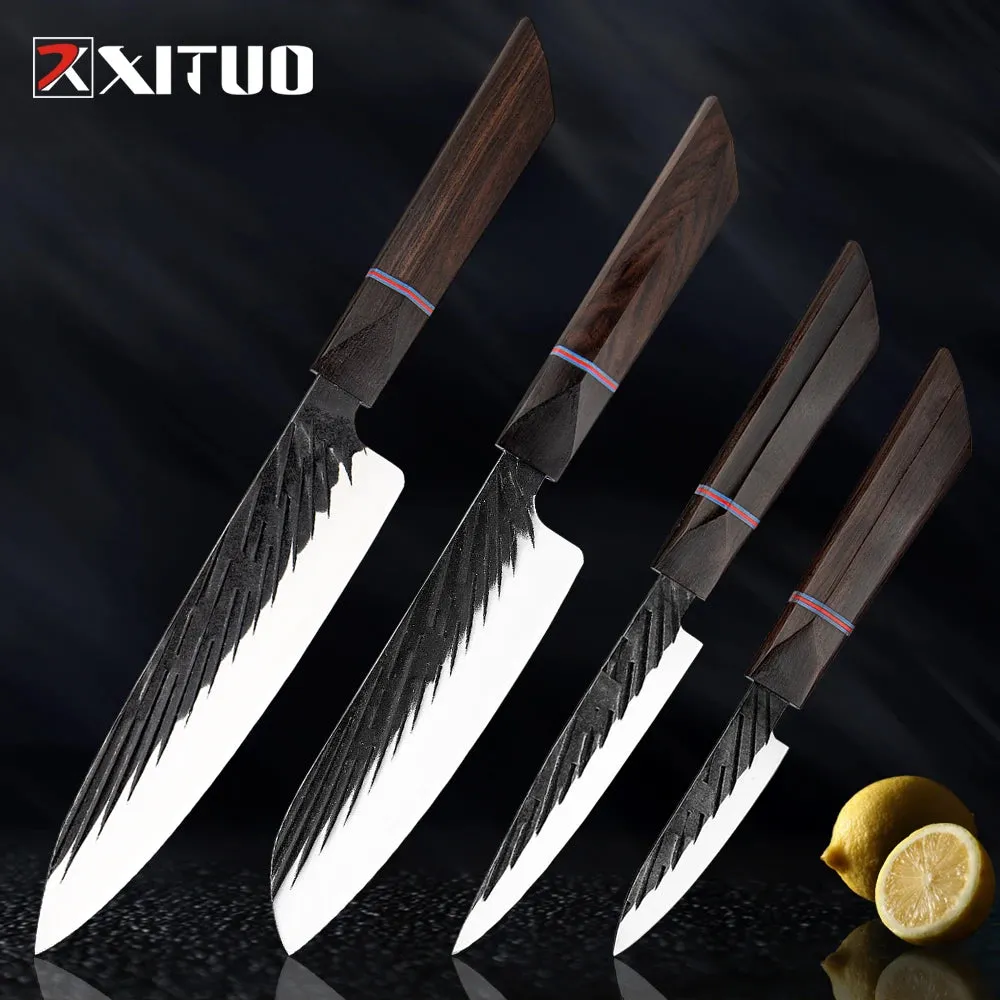 High Carbon Kitchen Knives Handmade Forged Japanese Sharp Knife Set