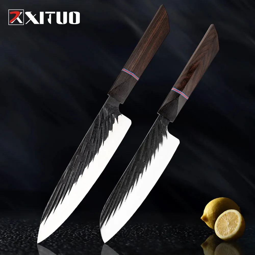 High Carbon Kitchen Knives Handmade Forged Japanese Sharp Knife Set