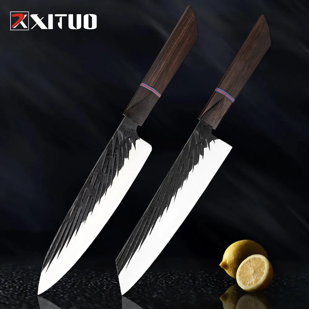 High Carbon Kitchen Knives Handmade Forged Japanese Sharp Knife Set