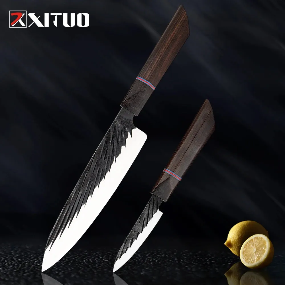 High Carbon Kitchen Knives Handmade Forged Japanese Sharp Knife Set