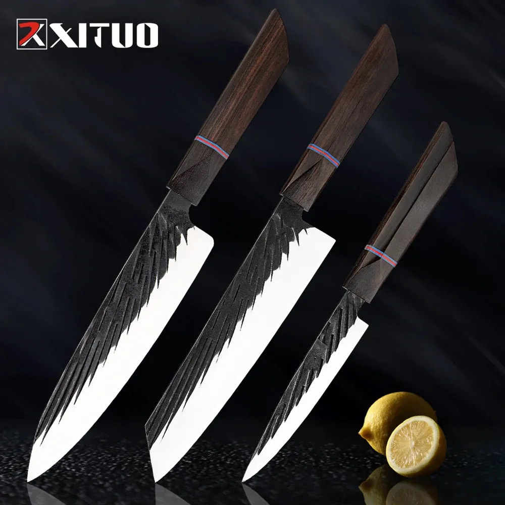 High Carbon Kitchen Knives Handmade Forged Japanese Sharp Knife Set