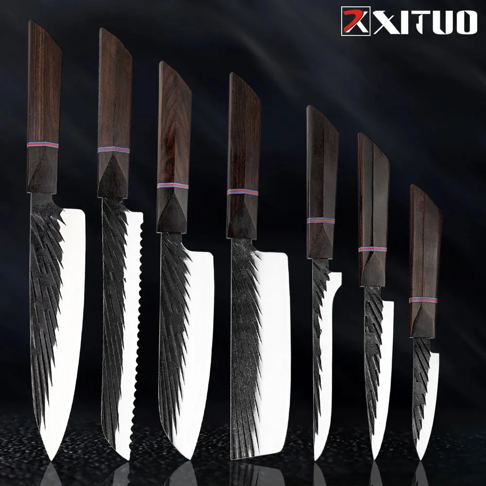 High Carbon Kitchen Knives Handmade Forged Japanese Sharp Knife Set