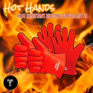 Hot Hands Heat-Resistant Non-Slip Silicone Cooking Gloves - Two Pack