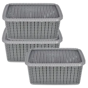 Kuber Industries Multipurposes Large M 20 Plastic Basket, Organizer For Kitchen, Countertops, Cabinets, Bathroom With Lids- Pack of 3 (Grey) -46KM074