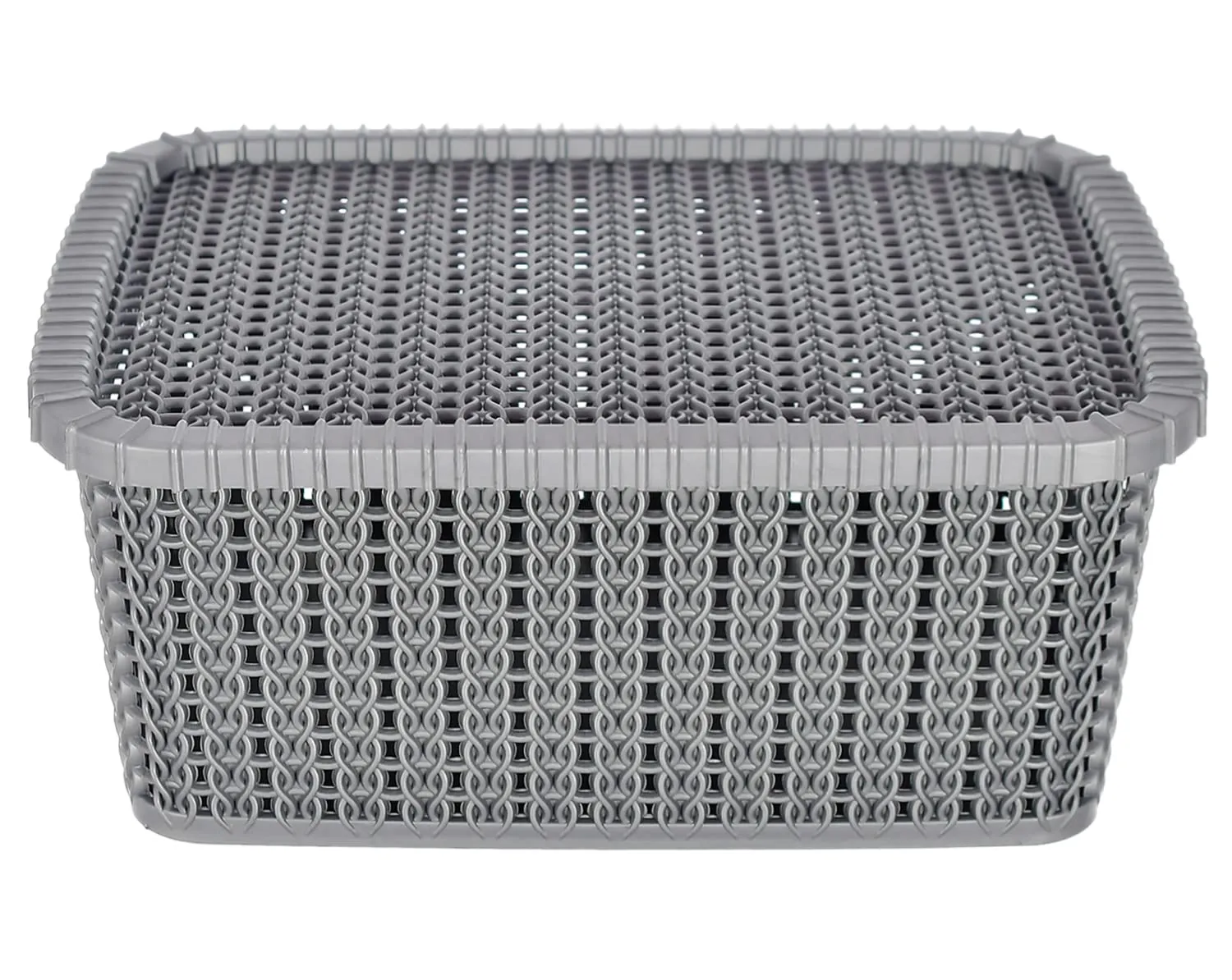 Kuber Industries Multipurposes Large M 20 Plastic Basket, Organizer For Kitchen, Countertops, Cabinets, Bathroom With Lids- Pack of 3 (Grey) -46KM074