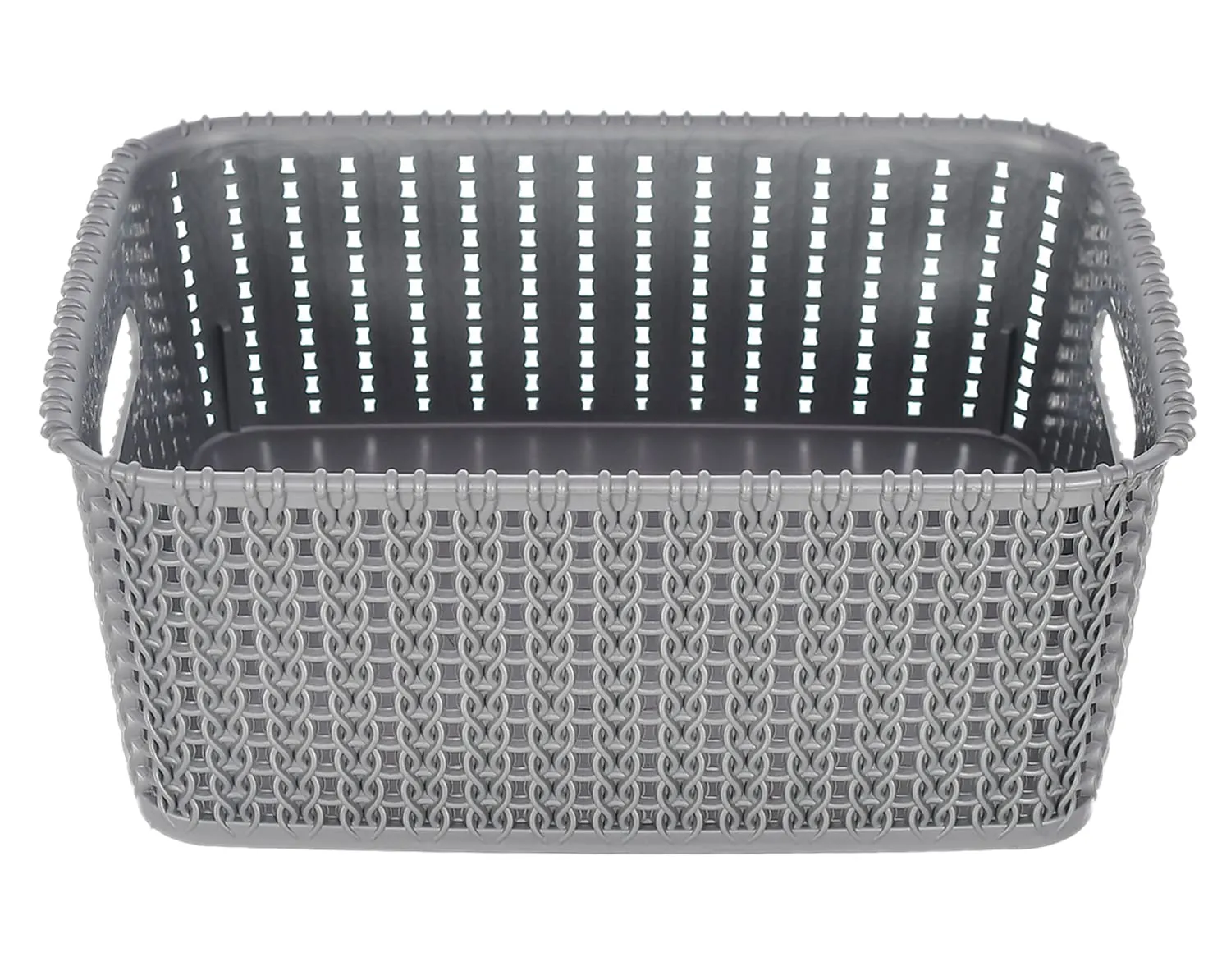 Kuber Industries Multipurposes Large M 20 Plastic Basket, Organizer For Kitchen, Countertops, Cabinets, Bathroom With Lids- Pack of 3 (Grey) -46KM074