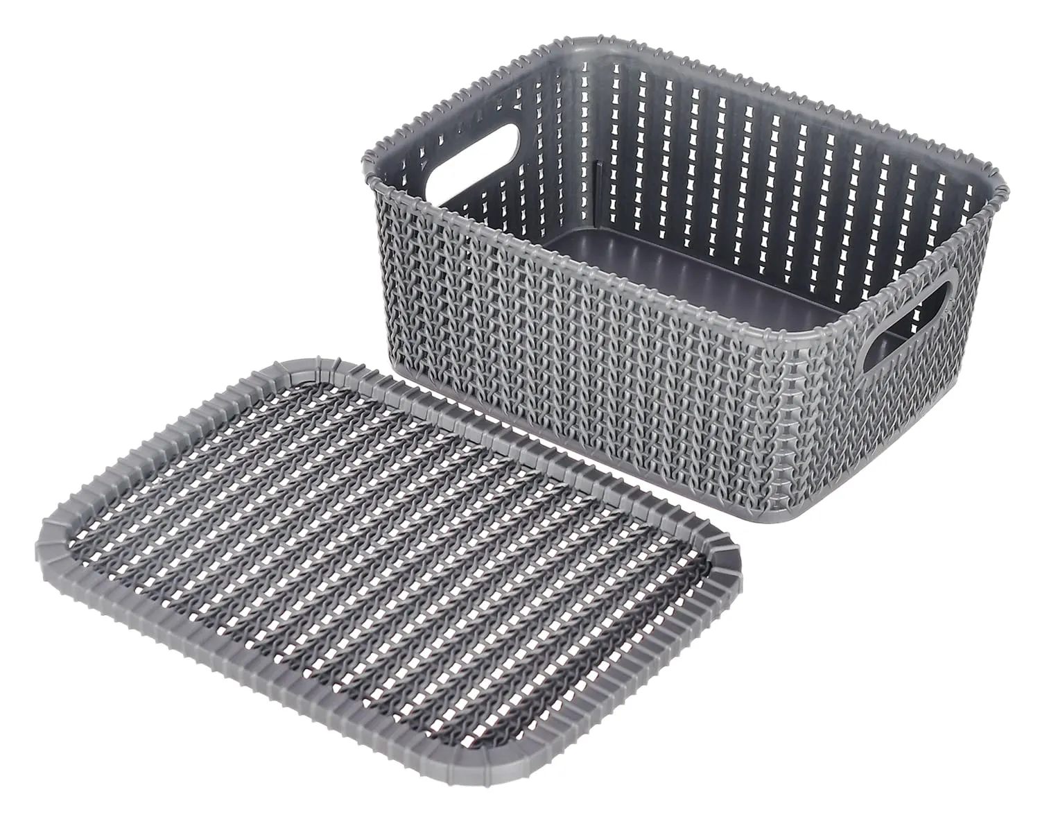 Kuber Industries Multipurposes Large M 20 Plastic Basket, Organizer For Kitchen, Countertops, Cabinets, Bathroom With Lids- Pack of 3 (Grey) -46KM074