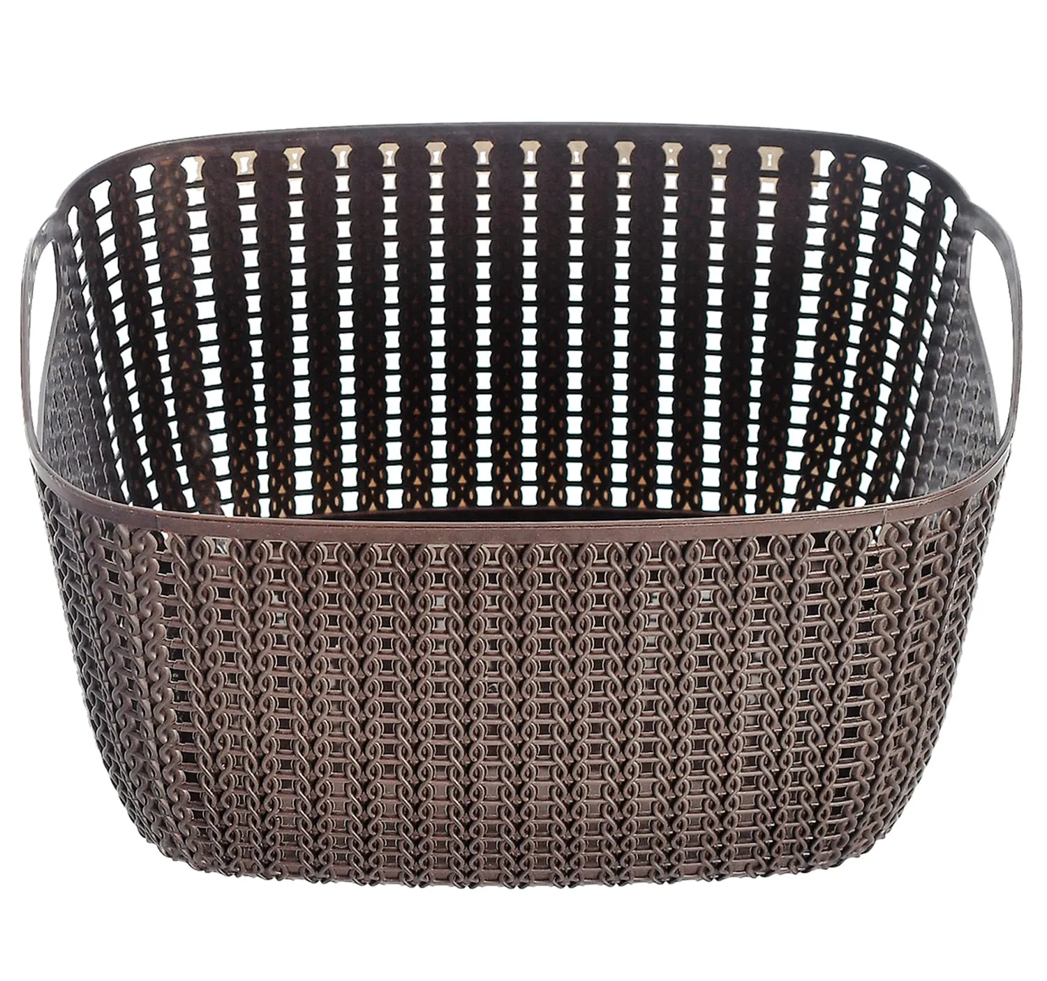 Kuber Industries Multiuses Small M 25 Plastic Basket/Organizer With Lid- Pack of 3 (Brown & Grey & Brown) -46KM047