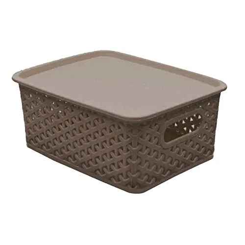 Kuber Industries Plastic 3 Pieces Small Size Multipurpose Solitaire Storage Basket With Lid (Multi), Rectangular