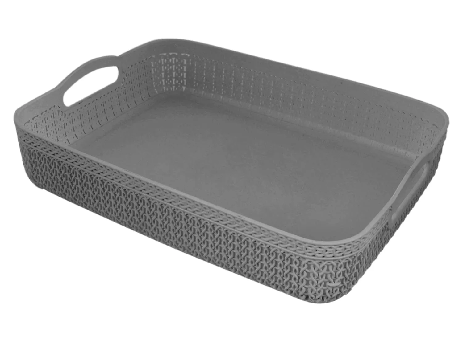 Kuber Industries Q-4 Multiuses Designer Unbreakable Plastic Storage Basket/Organizer/Bin For Home, Kitchen, Bathroom, Office Use (Grey)-50KM01579