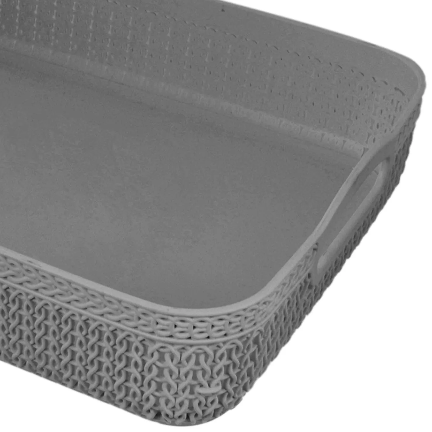 Kuber Industries Q-4 Multiuses Designer Unbreakable Plastic Storage Basket/Organizer/Bin For Home, Kitchen, Bathroom, Office Use (Grey)-50KM01579