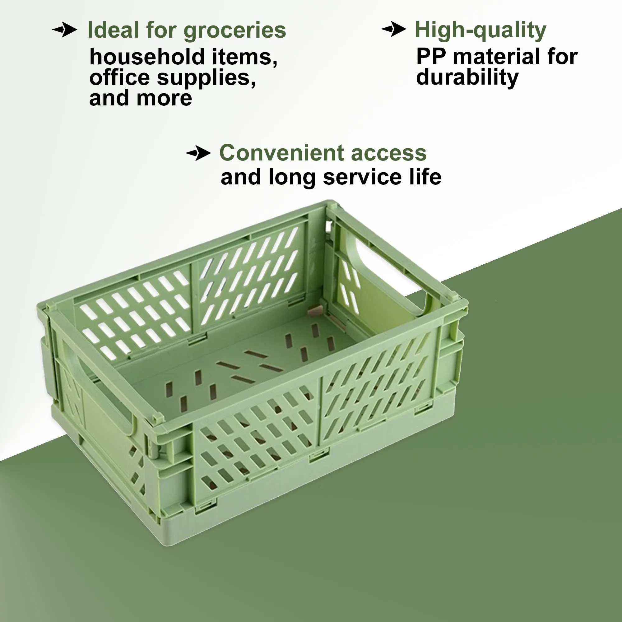 Kuber Industries (Set of 4) Small & Rugged Plastic Basket for Storage - For Kitchen, Makeup, Toiletries & Bathroom Items - Green