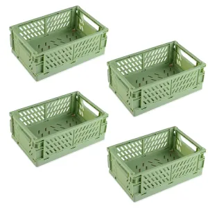 Kuber Industries (Set of 4) Small & Rugged Plastic Basket for Storage - For Kitchen, Makeup, Toiletries & Bathroom Items - Green