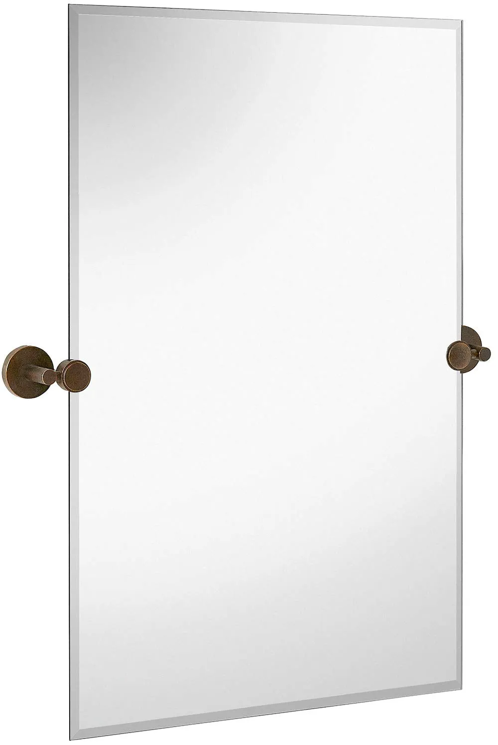 Large Pivot Rectangle Mirror With Polished Chrome Wall Anchors | Silver Backed Adjustable