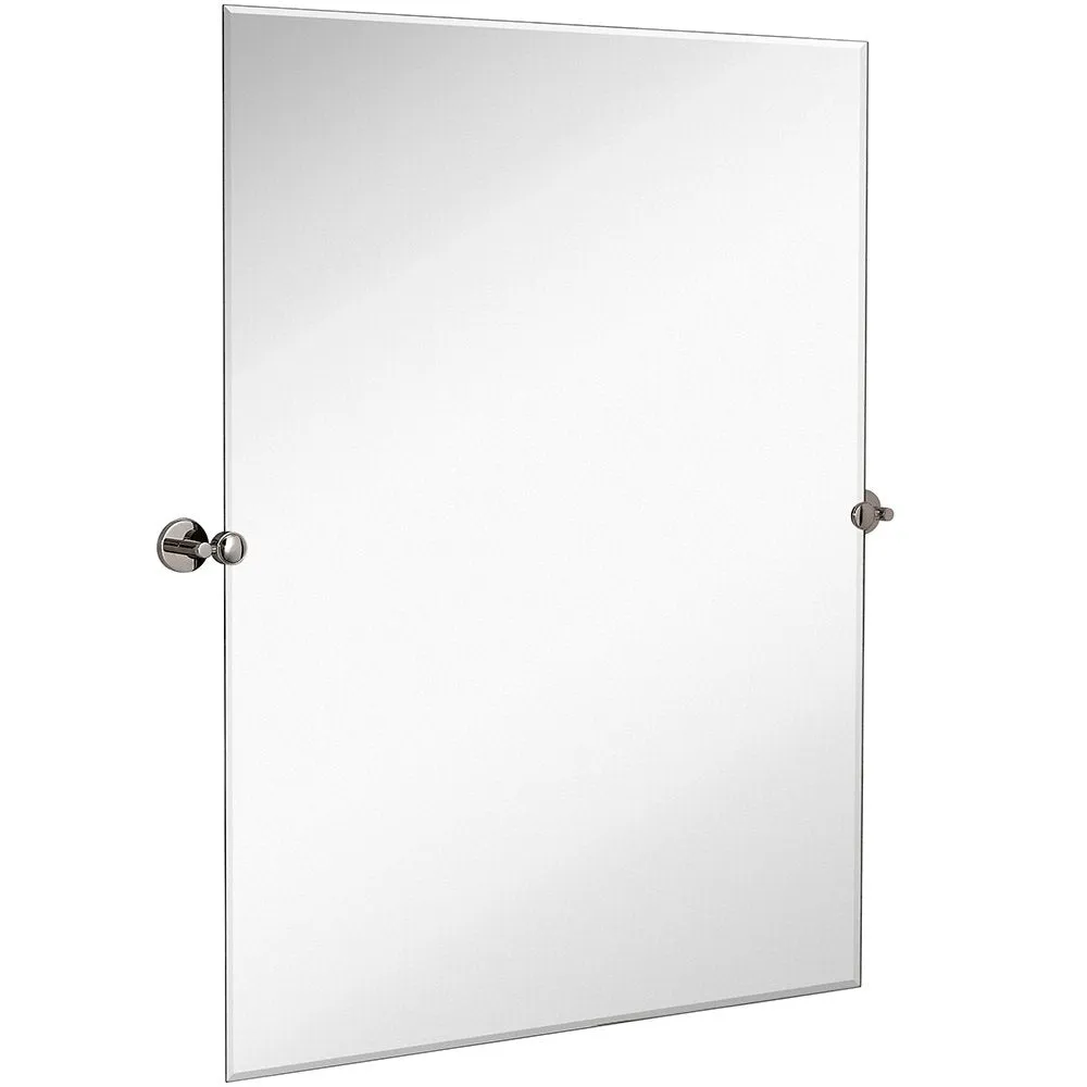 Large Pivot Rectangle Mirror With Polished Chrome Wall Anchors | Silver Backed Adjustable