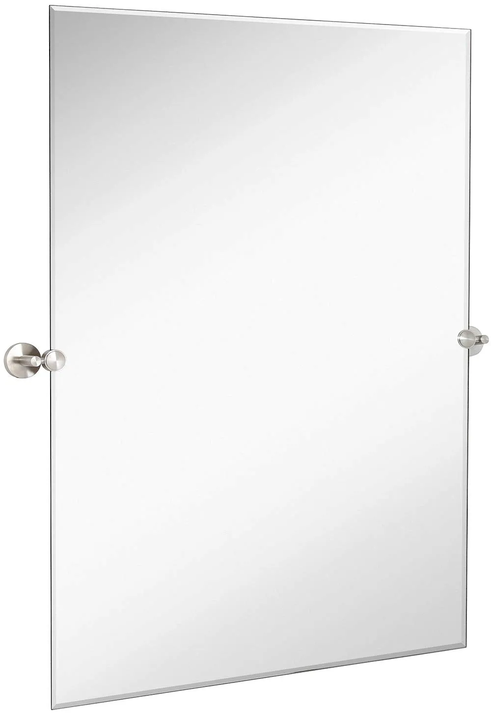 Large Pivot Rectangle Mirror With Polished Chrome Wall Anchors | Silver Backed Adjustable