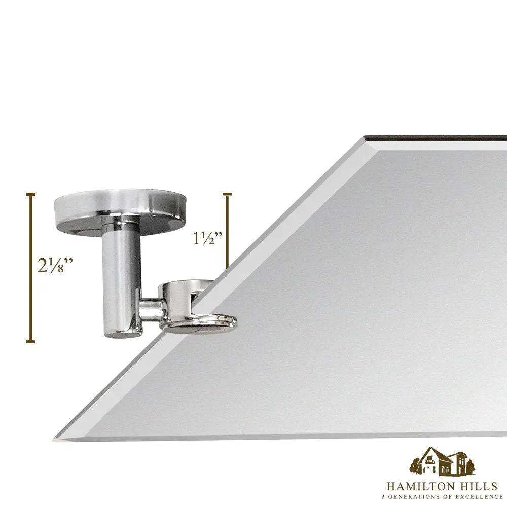 Large Pivot Rectangle Mirror With Polished Chrome Wall Anchors | Silver Backed Adjustable