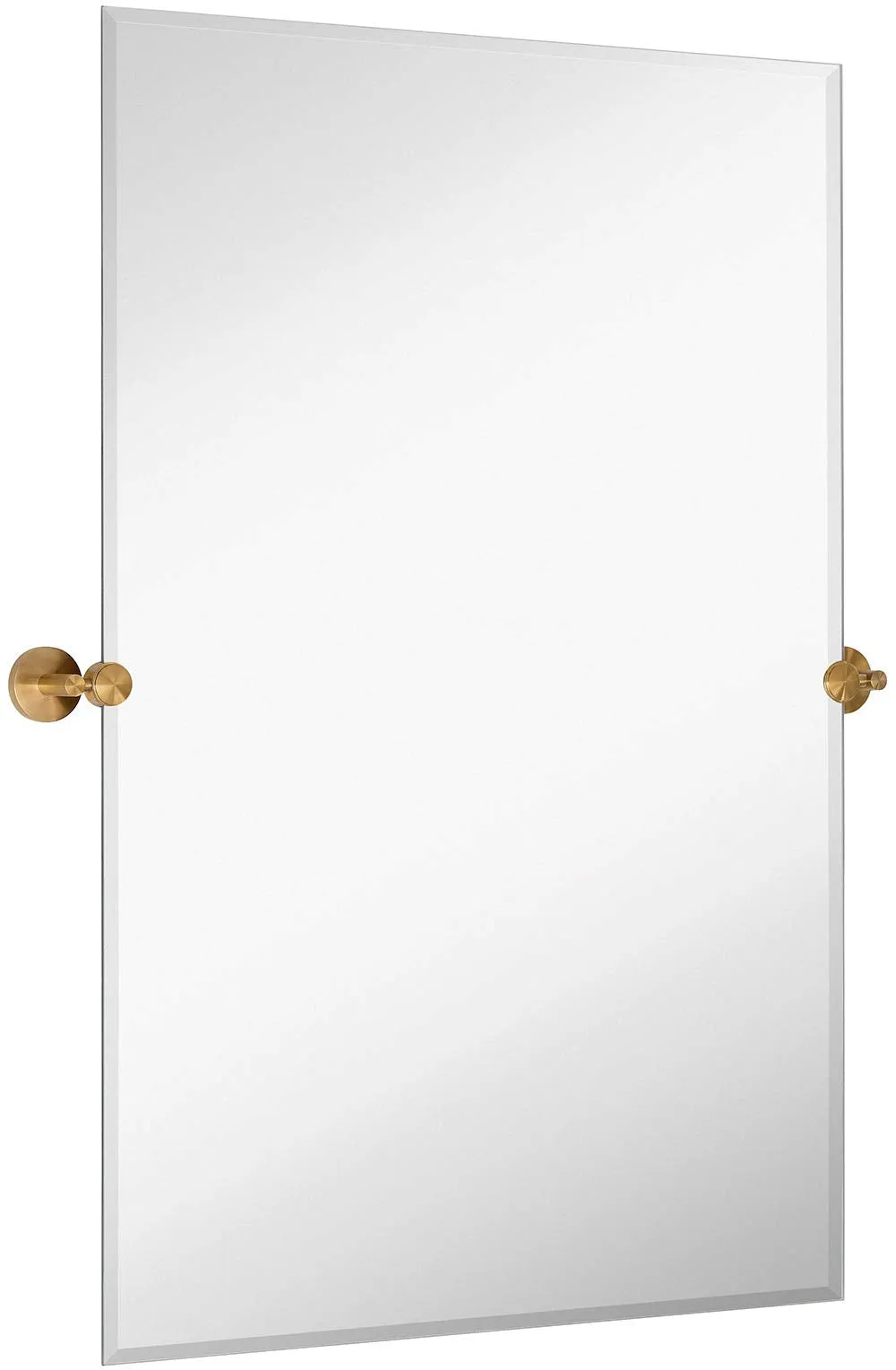 Large Pivot Rectangle Mirror With Polished Chrome Wall Anchors | Silver Backed Adjustable