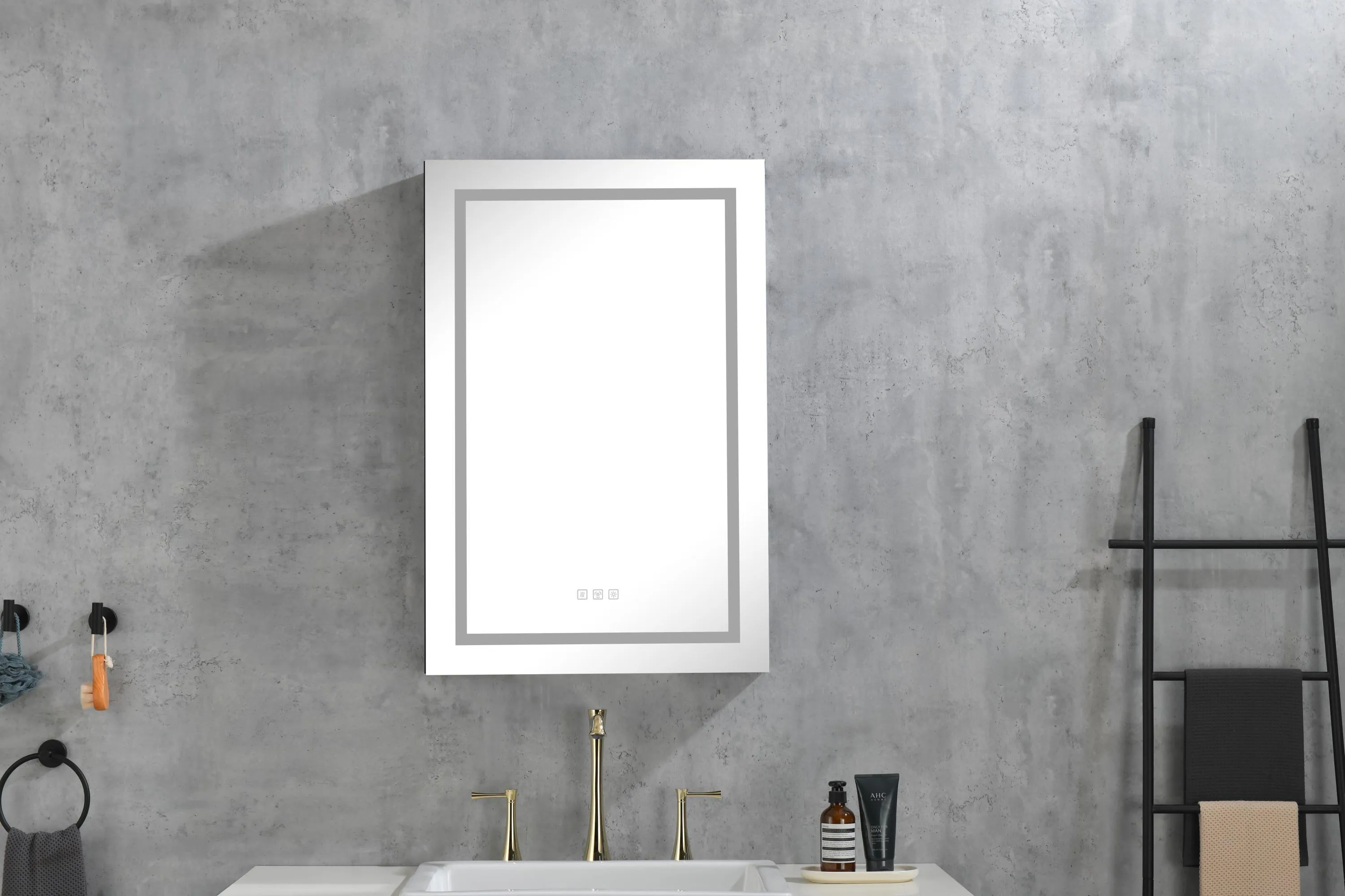 LED Lighted Bathroom Medicine Cabinet with Mirror, Surface Lighted Medicine Cabinet,Dimmable,Adjustable Shelves,Intelligent Switch Medicine Cabinet, Aluminum Frame,left opening door