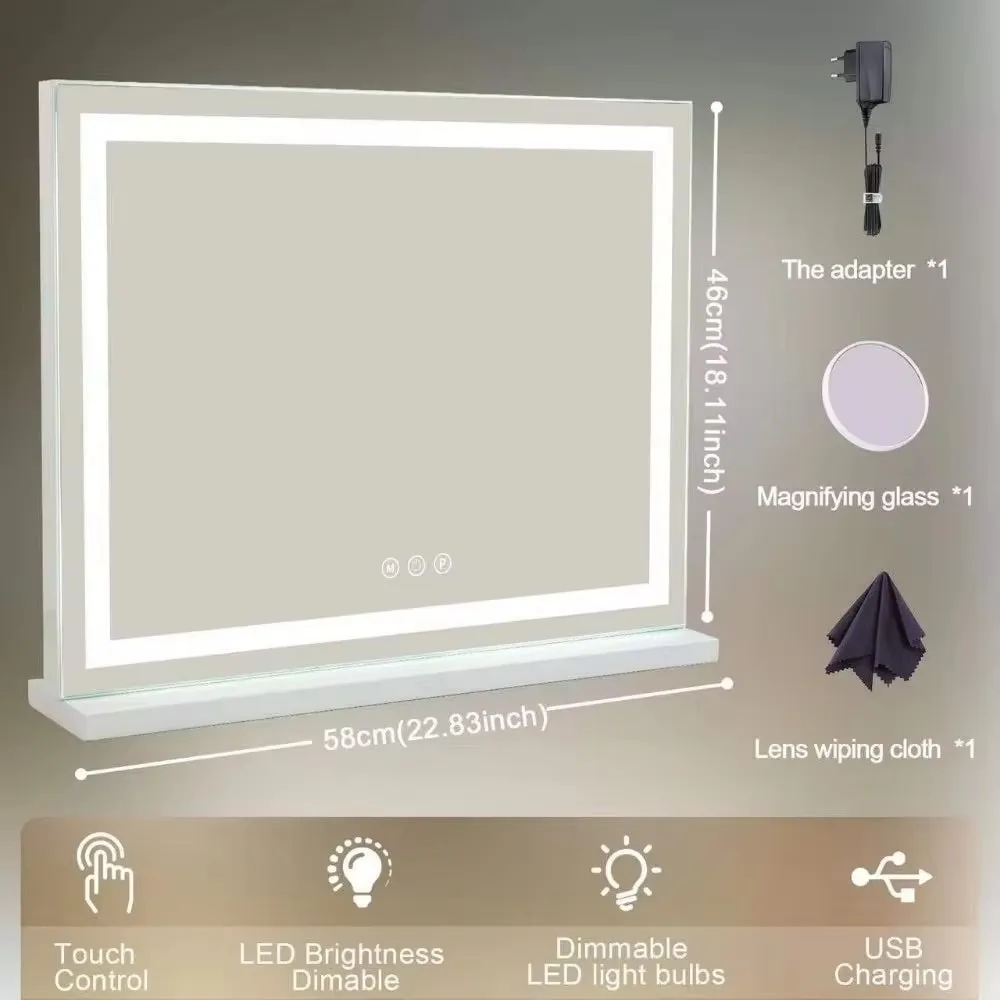 LED Lighted Makeup Vanity Mirror with 3 Color Modes and Magnifying Mirror