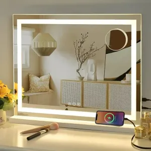 LED Lighted Makeup Vanity Mirror with 3 Color Modes and Magnifying Mirror