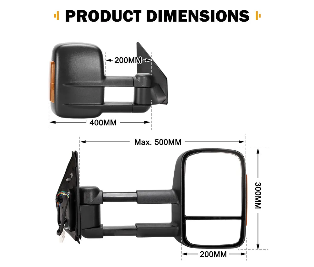 Pair Towing Mirrors for Toyota Landcruiser 200 Series 2007-2021 with Indicator