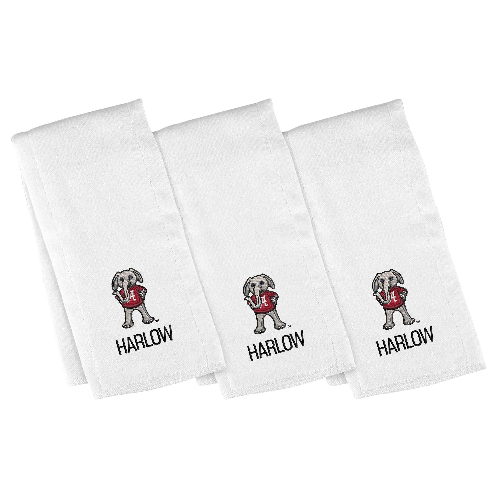 Personalized Alabama Crimson Tide Big Al 3-Pack Burp Cloths