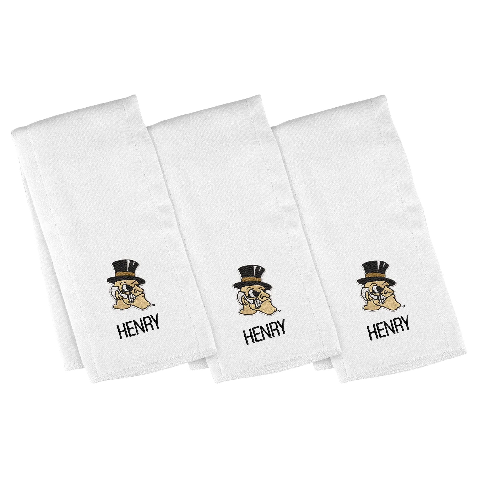 Personalized Wake Forest Demon Deacons Deacon Head 3-Pack Burp Cloths