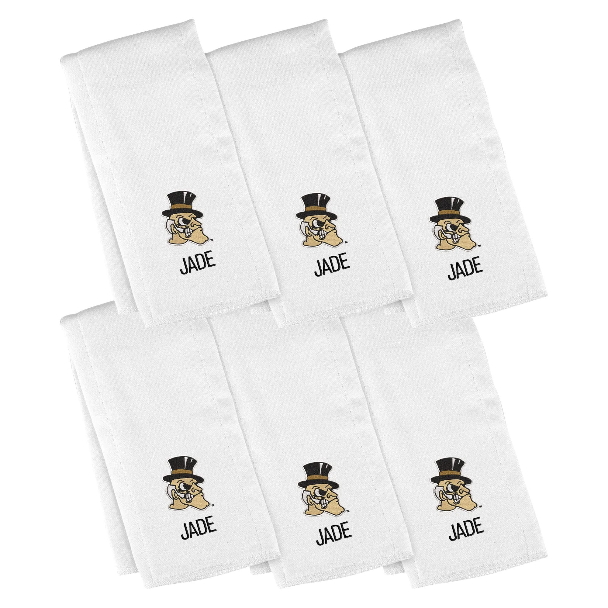 Personalized Wake Forest Demon Deacons Deacon Head 6-Pack Burp Cloths