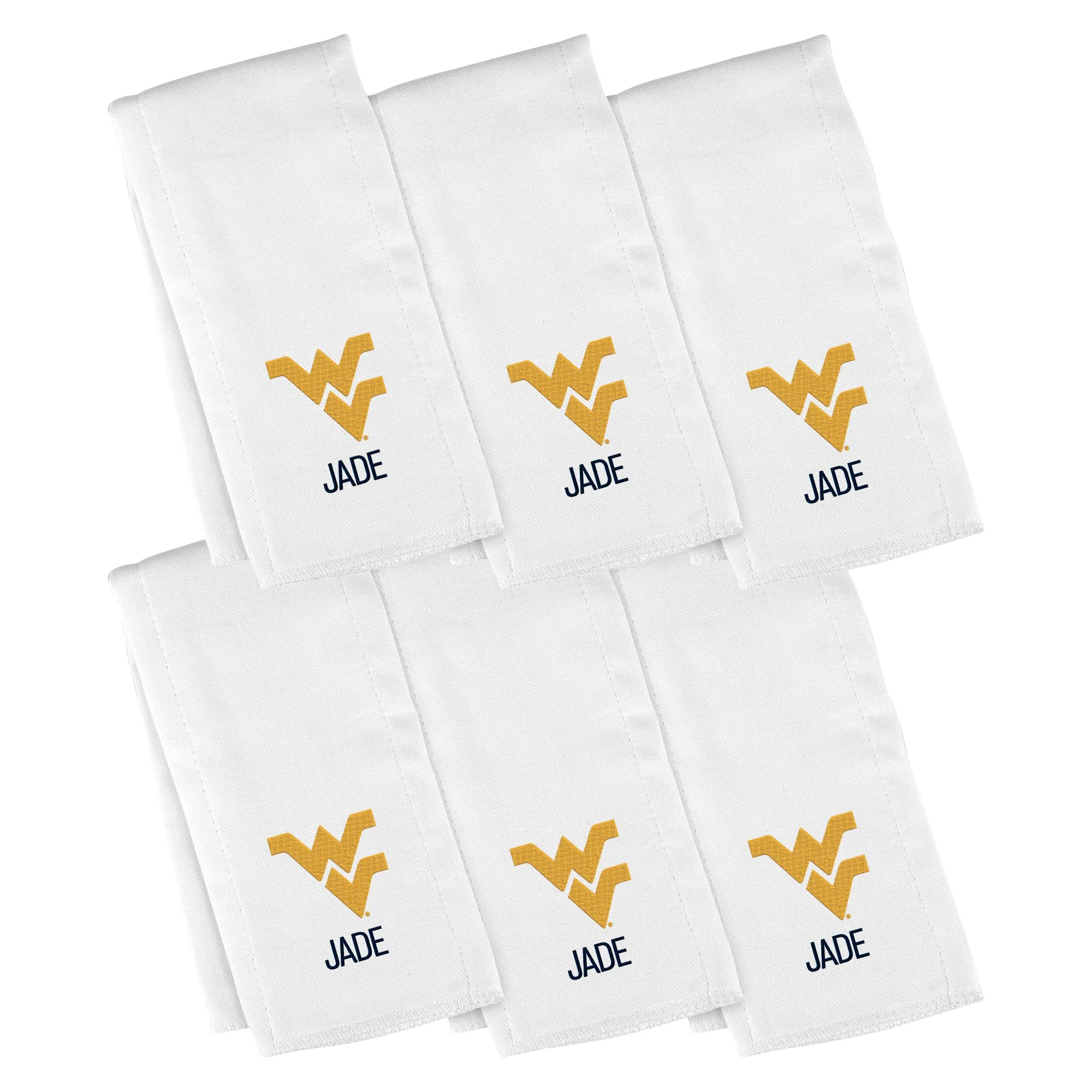 Personalized West Virginia Mountaineers 6-Pack Burp Cloths