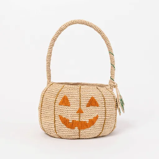 Pumpkin Trick-or-Treat Raffia Basket