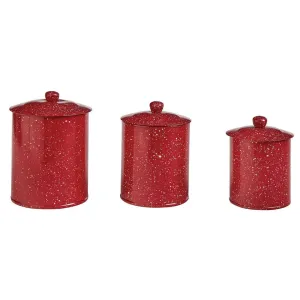 Red Granite Enamelware Canisters Set