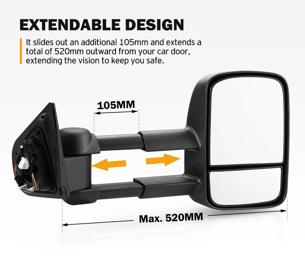 San Hima Extendable Towing Mirrors For Mazda BT-50 BT50 TF Series 2021/07-ON