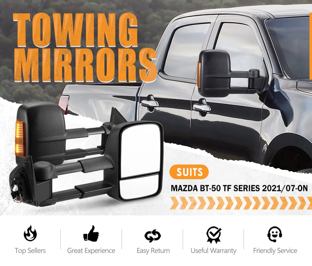 San Hima Extendable Towing Mirrors For Mazda BT-50 BT50 TF Series 2021/07-ON