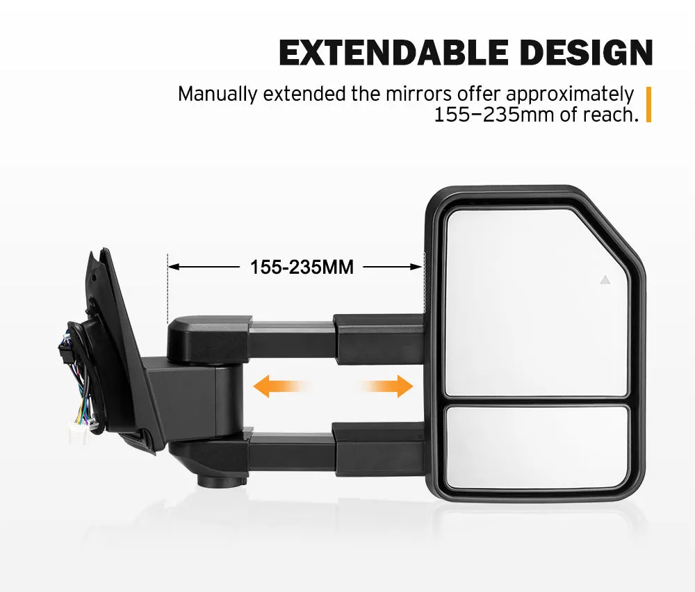 San Hima Extendable Towing Mirrors for Mazda BT-50 BT50 TF Series JUL 2020-On