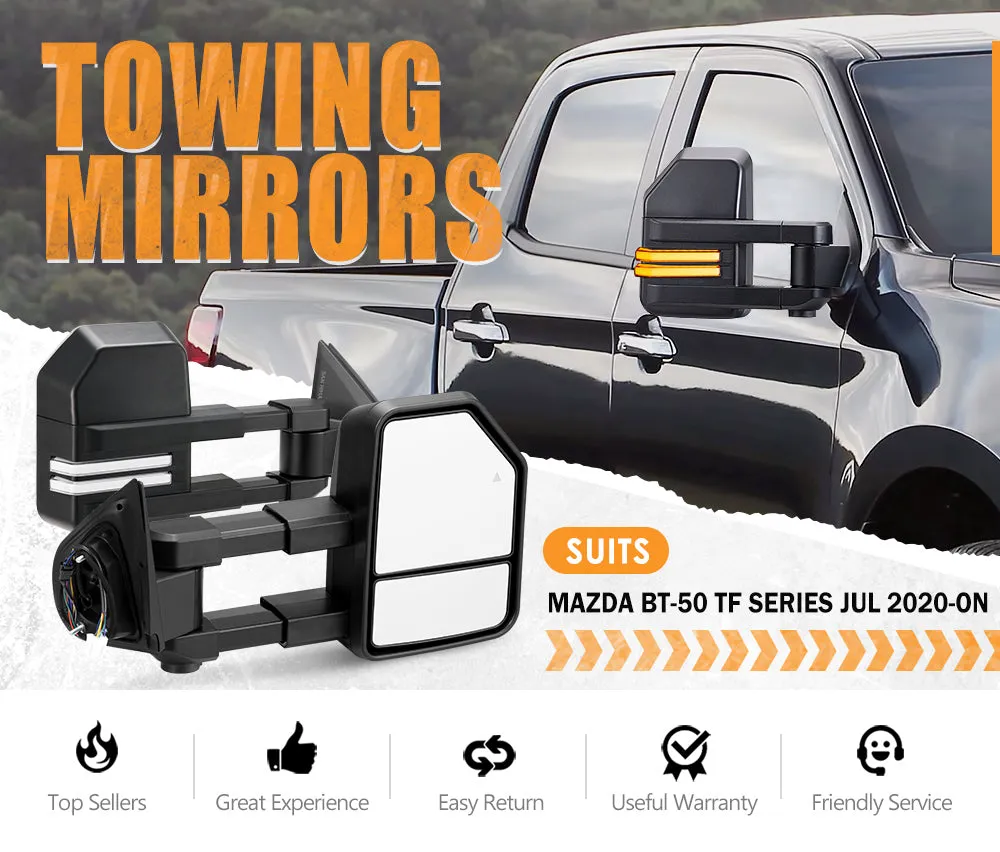 San Hima Extendable Towing Mirrors for Mazda BT-50 BT50 TF Series JUL 2020-On