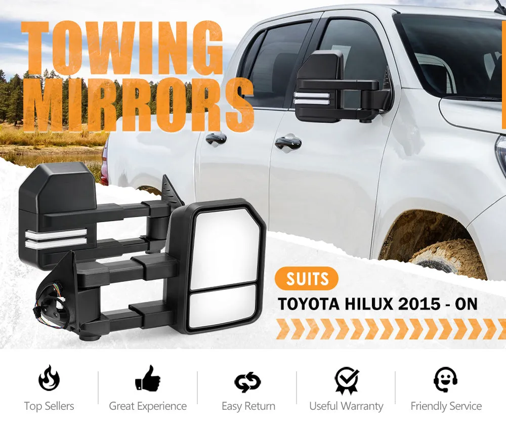 San Hima Extendable Towing Mirrors for Toyota Hilux 2015-On N80