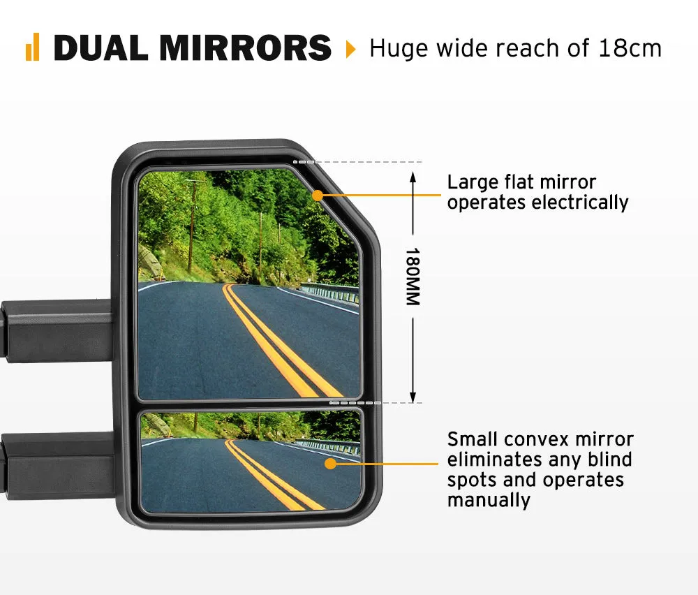 San Hima Extendable Towing Mirrors for Toyota Hilux 2015-On N80