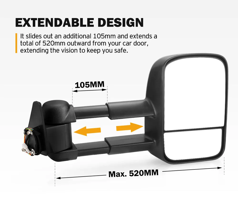 San Hima Pair Extendable Towing Mirrors For Toyota Landcruiser 80 1990-1998