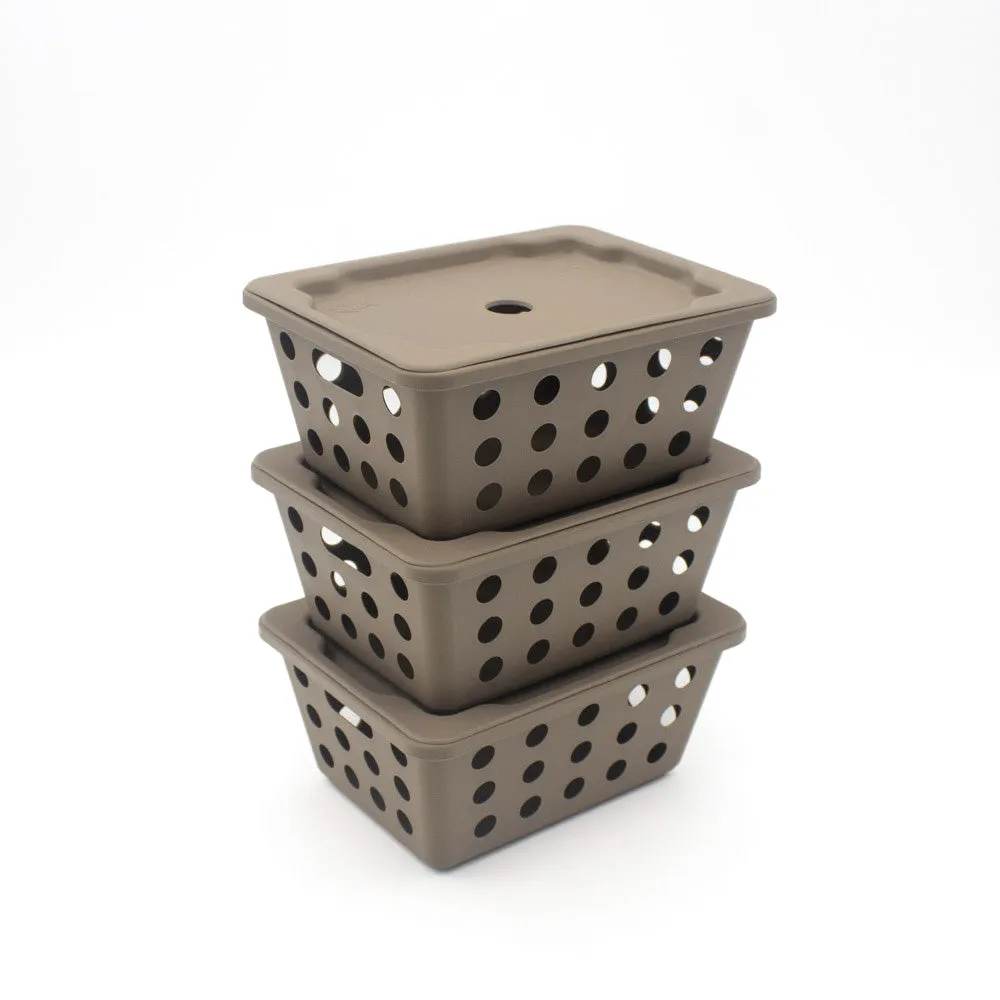 SMALL STORAGE BASKETS WITH LID 3 PIECE SETS 7 3/8” X 5 5/8” X 3 3/8” Coza