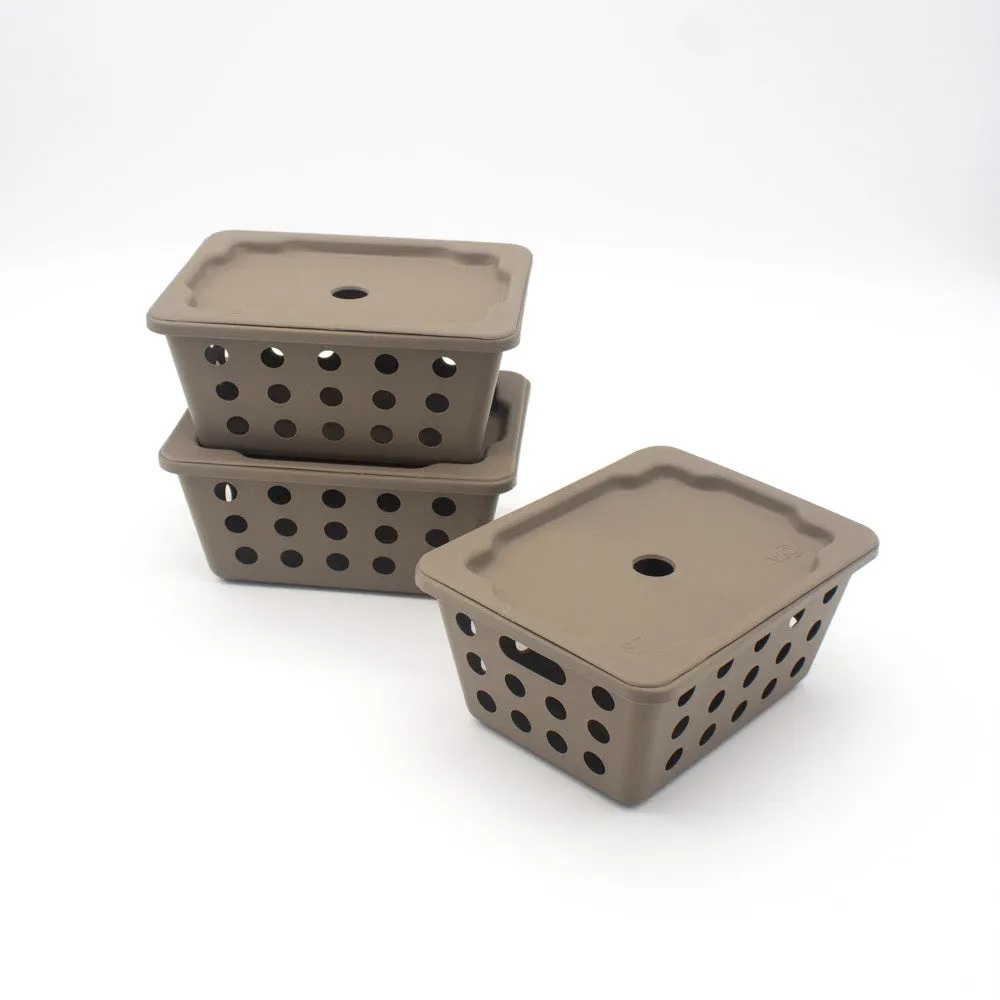 SMALL STORAGE BASKETS WITH LID 3 PIECE SETS 7 3/8” X 5 5/8” X 3 3/8” Coza