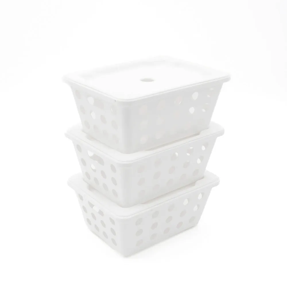 SMALL STORAGE BASKETS WITH LID 3 PIECE SETS 7 3/8” X 5 5/8” X 3 3/8” Coza