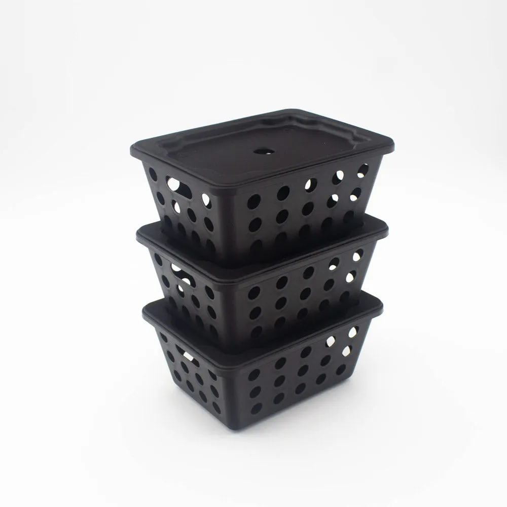 SMALL STORAGE BASKETS WITH LID 3 PIECE SETS 7 3/8” X 5 5/8” X 3 3/8” Coza