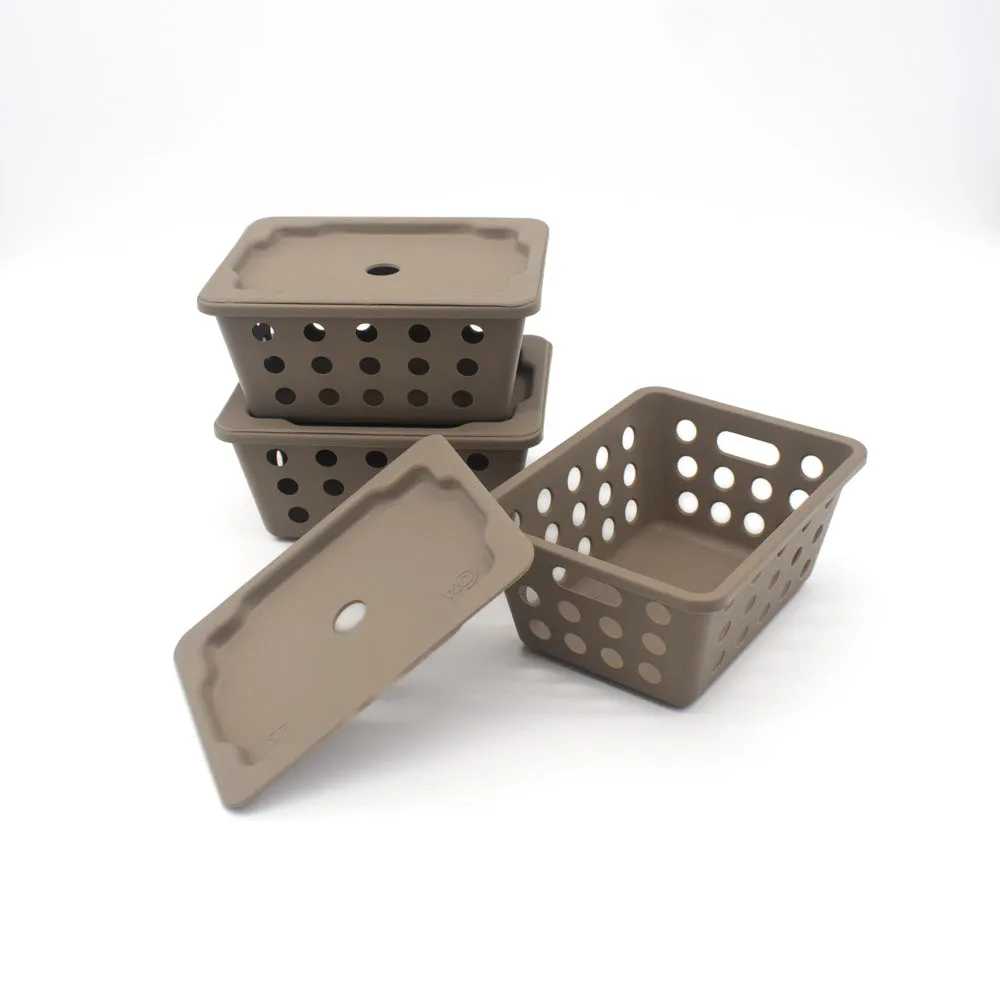 SMALL STORAGE BASKETS WITH LID 3 PIECE SETS 7 3/8” X 5 5/8” X 3 3/8” Coza