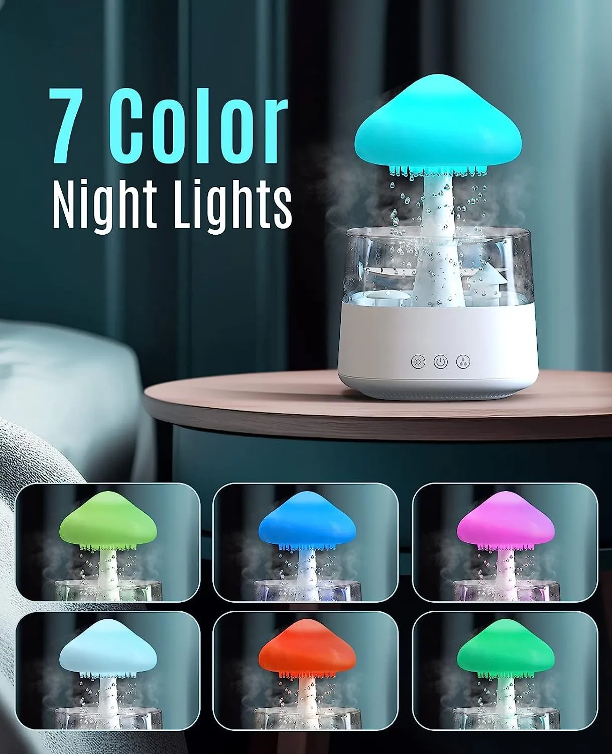 The Artment Your Artistic Apartment Nimbus Rain Cloud Humidifier | Essential Oil Diffuser Humidifier Desk Fountain Bedside Sleeping Relaxing Mood Water Drop Sound - White (Pack of 1)